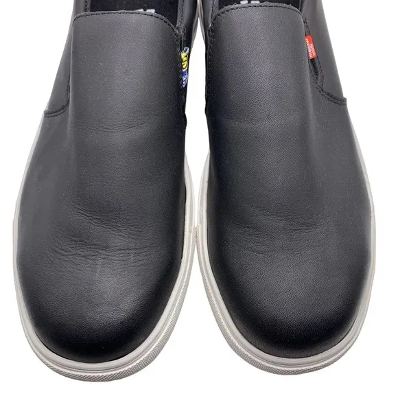 Mellow Walk | Men | Owen Black Leather Slip-On Steel Toe Shoes | Size 9