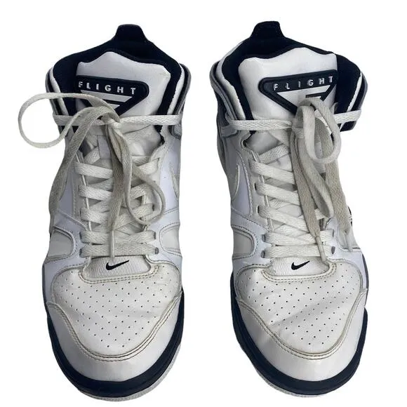 Men's 10.5 NIKE Air Flight Sneakers Shoes White Gray Black 397204-102
