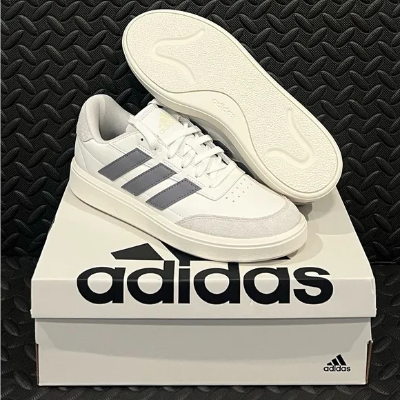 Mens Adidas Athletic Tennis Shoes White‎ Gray Size 8.5