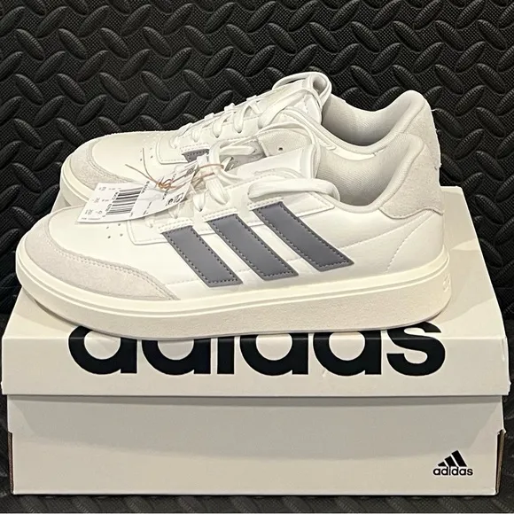 Mens Adidas Athletic Tennis Shoes White‎ Gray Size 8.5