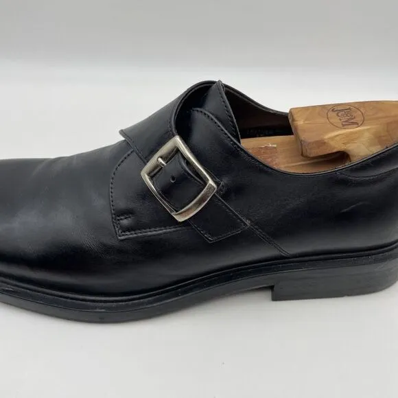 Men's Bachrach‎ Black Leather Monk Strap Dress Shoes Size 10.5 Italy