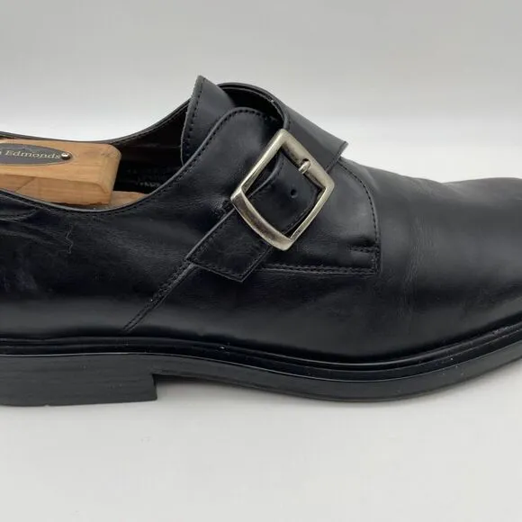 Men's Bachrach‎ Black Leather Monk Strap Dress Shoes Size 10.5 Italy