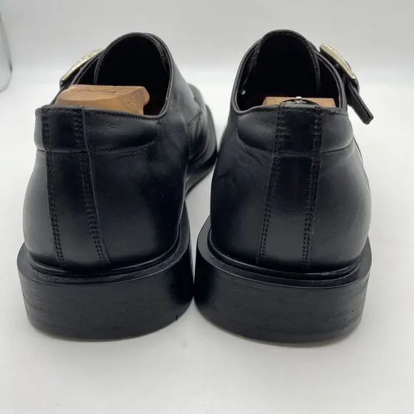 Men's Bachrach‎ Black Leather Monk Strap Dress Shoes Size 10.5 Italy
