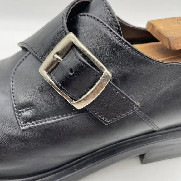 Men's Bachrach‎ Black Leather Monk Strap Dress Shoes Size 10.5 Italy