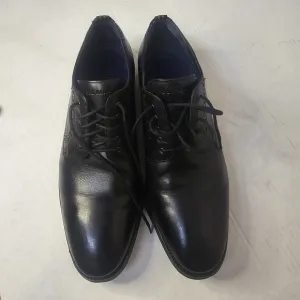 MENS BLACK LEATHER COLE HAAN PLAIN TOE OXFORD DRESS SHOES SIZE 9.5M PREPPY