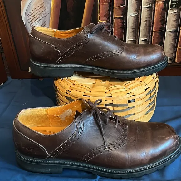 Mens Brown Leather Timberland Dress Shoes Size 11.5