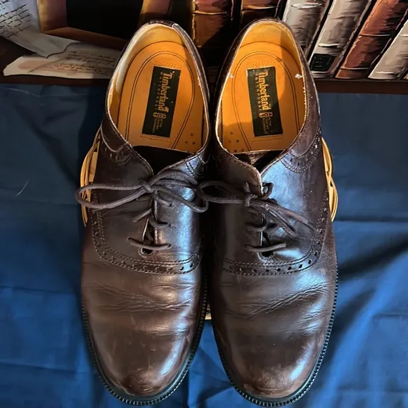 Mens Brown Leather Timberland Dress Shoes Size 11.5