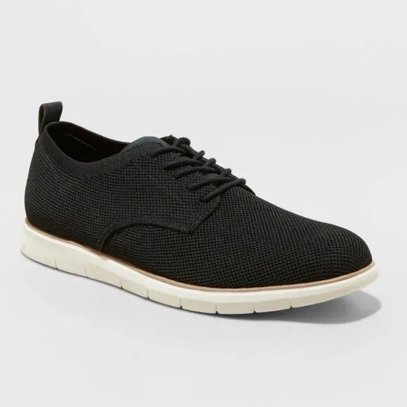 Mens Casual Kev Knit Dress Shoes Black Lace Up Size 9 New