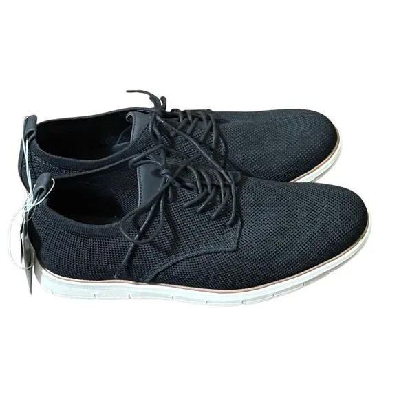 Mens Casual Kev Knit Dress Shoes Black Lace Up Size 9 New
