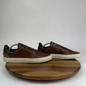 Mens Good Man Brand Brown Leather Casual Lace Up Low Sneakers Shoes Size 10 D