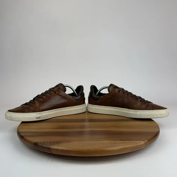 Mens Good Man Brand Brown Leather Casual Lace Up Low Sneakers Shoes Size 10 D