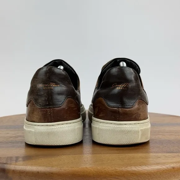 Mens Good Man Brand Brown Leather Casual Lace Up Low Sneakers Shoes Size 10 D