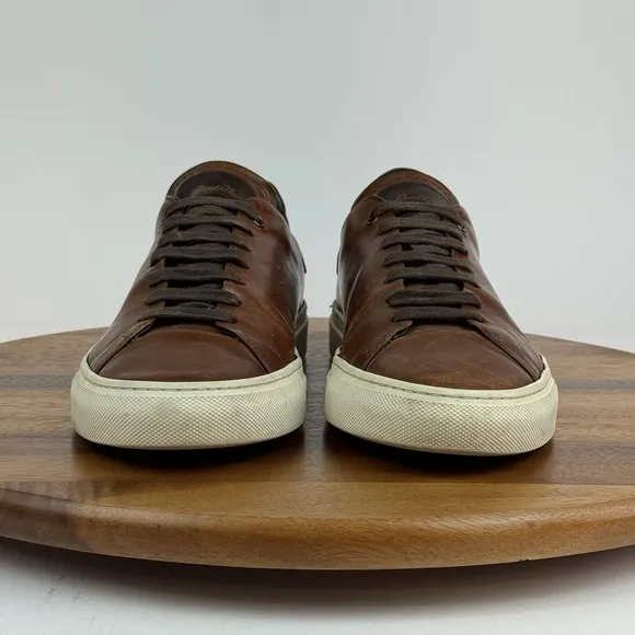 Mens Good Man Brand Brown Leather Casual Lace Up Low Sneakers Shoes Size 10 D