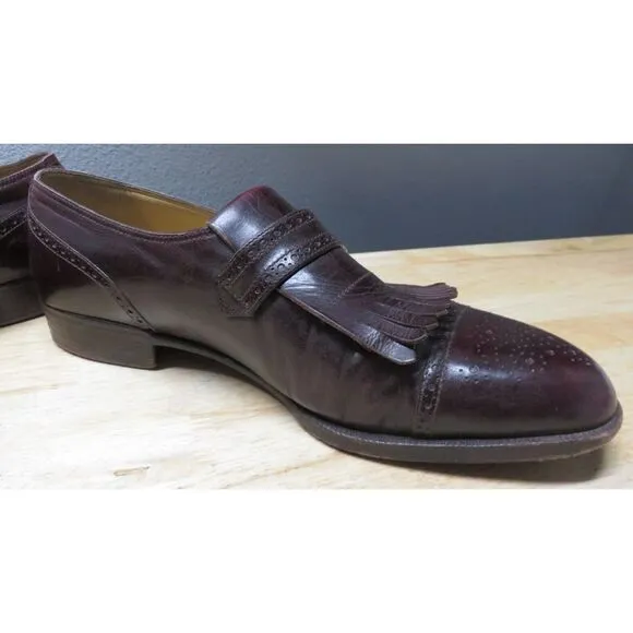 Mens Gravati Dress Shoes Brown‎ Monk Strap Cap Toe Brogue Size 10 1/2 Leather