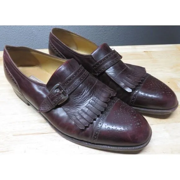 Mens Gravati Dress Shoes Brown‎ Monk Strap Cap Toe Brogue Size 10 1/2 Leather