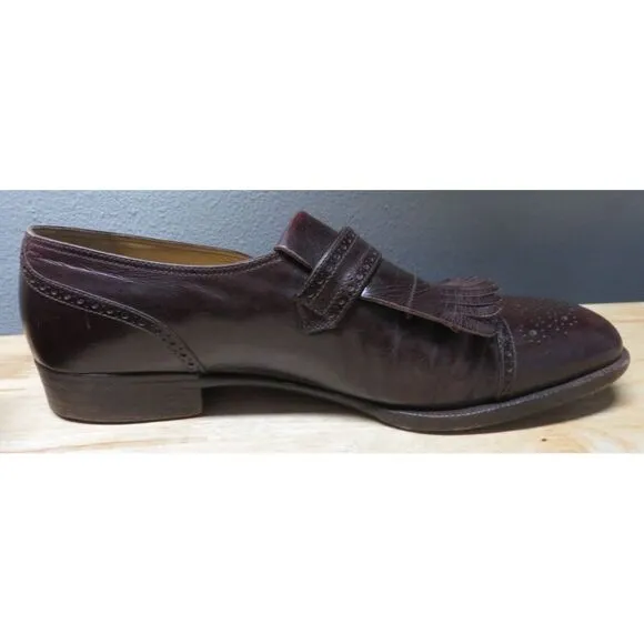 Mens Gravati Dress Shoes Brown‎ Monk Strap Cap Toe Brogue Size 10 1/2 Leather