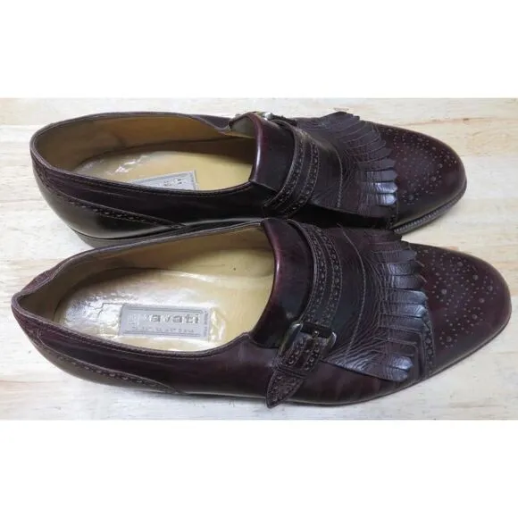 Mens Gravati Dress Shoes Brown‎ Monk Strap Cap Toe Brogue Size 10 1/2 Leather