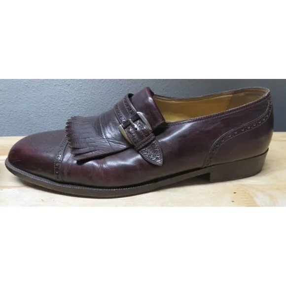Mens Gravati Dress Shoes Brown‎ Monk Strap Cap Toe Brogue Size 10 1/2 Leather