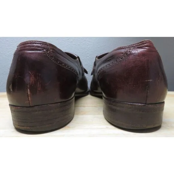 Mens Gravati Dress Shoes Brown‎ Monk Strap Cap Toe Brogue Size 10 1/2 Leather