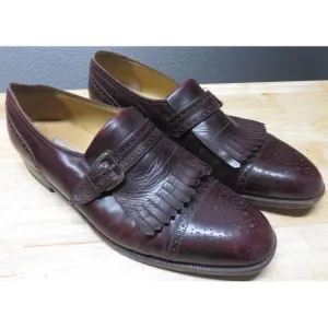Mens Gravati Dress Shoes Brown‎ Monk Strap Cap Toe Brogue Size 10 1/2 Leather