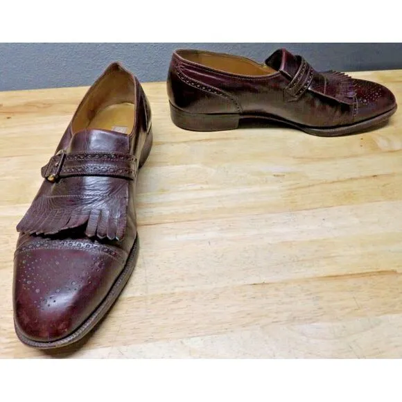 Mens Gravati Dress Shoes Brown‎ Monk Strap Cap Toe Brogue Size 10 1/2 Leather