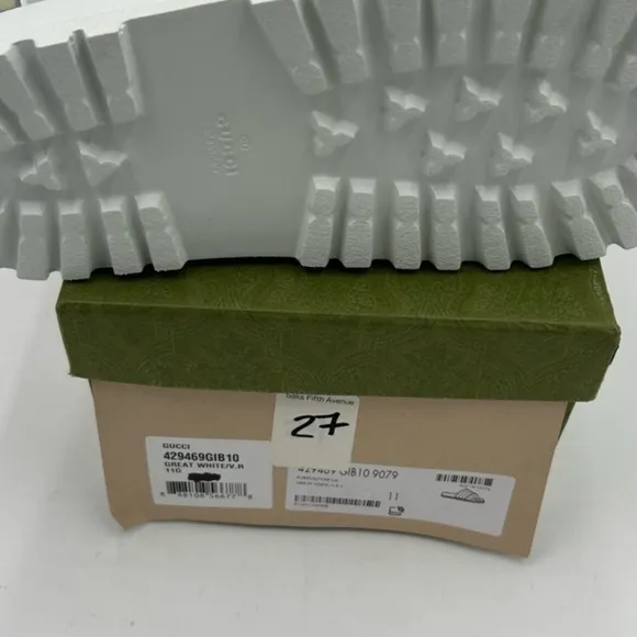 Men's Gucci White Rubber Slide Sole sandals. Size 11