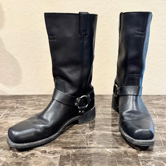 Men’s Harley Davidson Black Leather Harness Moto Boots