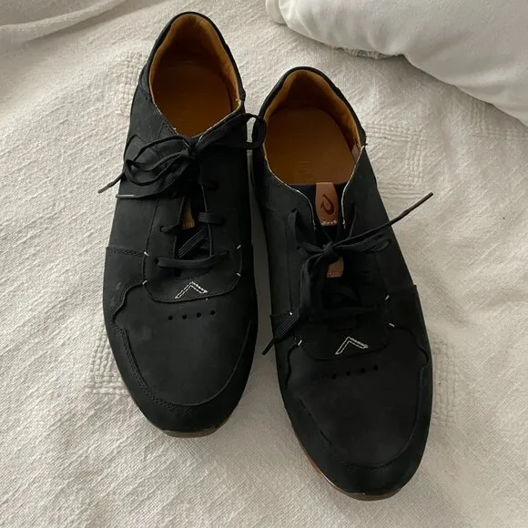 Men's Olukai Huaka'I Li Black Leather Nubuck Shoes, Size 12