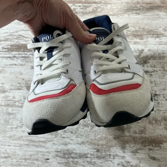 Men’s Polo Ralph Lauren Trackster 200 Trainer shoes White Leather Size 11.5 EUC