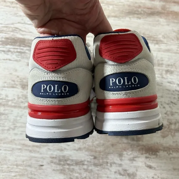 Men’s Polo Ralph Lauren Trackster 200 Trainer shoes White Leather Size 11.5 EUC