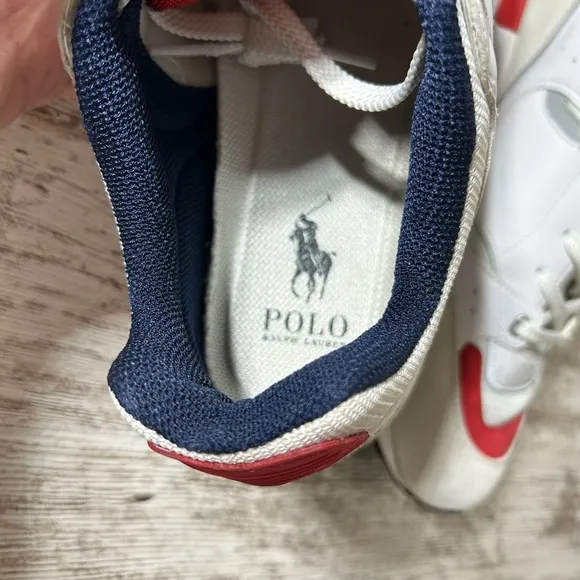 Men’s Polo Ralph Lauren Trackster 200 Trainer shoes White Leather Size 11.5 EUC