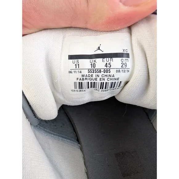 Men's Size 11 Nike Air Jordan 1 Low ‘Cool Gray’ 2014 553558