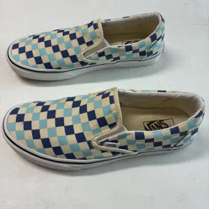 Men’s Sz 10 Blue Off White VANS Asher Checkerboard Sk8 Slip On Classic Shoe