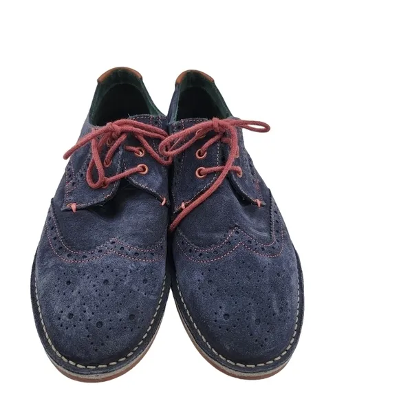 Mens TED Baker Archerr2 Navy Blue Suede Leather Wingtip Dress Shoes US 9
