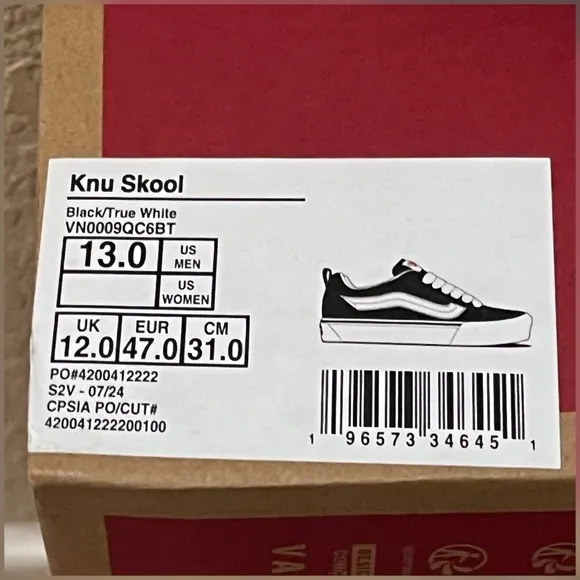 Men’s Vans Knu Skool Suede Black Color Shoes Size 13