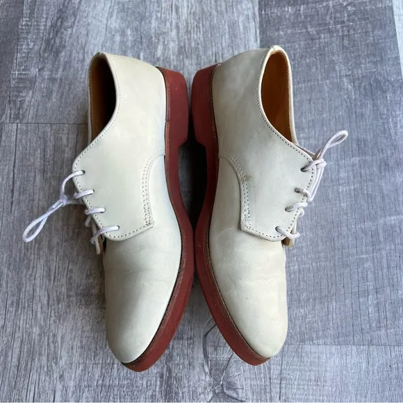 Mens Walk-Over Shoes Suede Leather Ivory Cream lace-up US Size 6.5 D/B