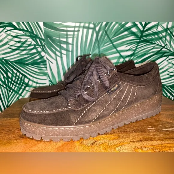 Mephisto Lady Originals Brown Suede Tied Wedge Shoes 9.5