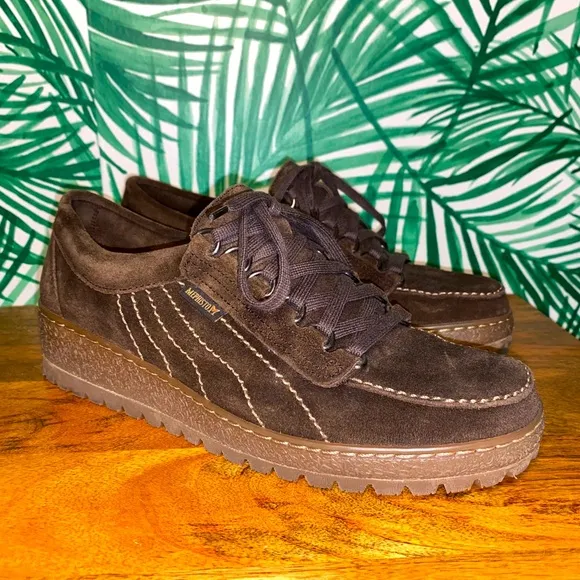 Mephisto Lady Originals Brown Suede Tied Wedge Shoes 9.5