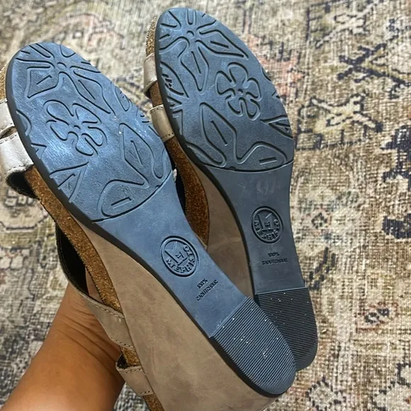 Mephisto Lolie Wedge Slingback Sandals 41 / 11 US Gray Nubuck Leather