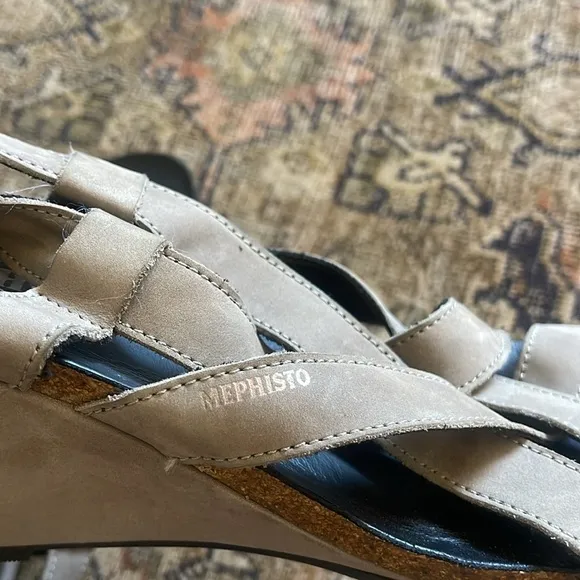 Mephisto Lolie Wedge Slingback Sandals 41 / 11 US Gray Nubuck Leather
