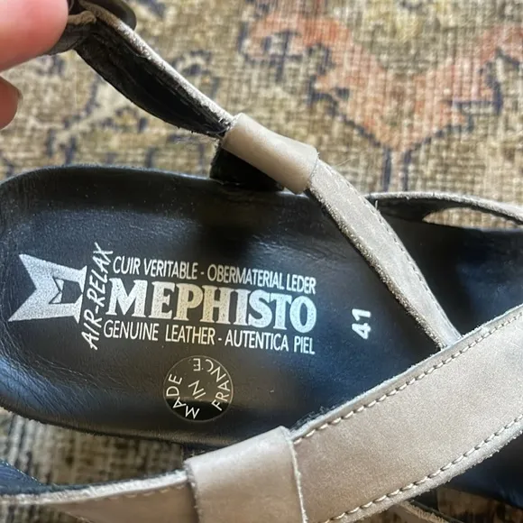 Mephisto Lolie Wedge Slingback Sandals 41 / 11 US Gray Nubuck Leather