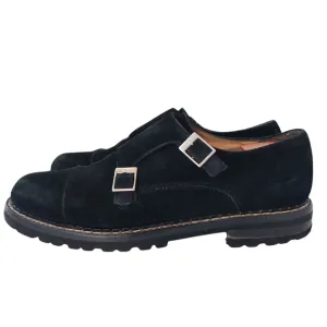 MERCANTI FLORENTINI Suede Shoes 10 Black Double Monk Strap Italy Men's