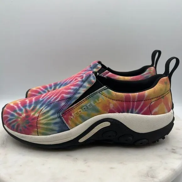 Merrell Jungle Moc‎ Tie Dye Slip On Comfort Shoes Rainbow Festival Casual Sz 7.5