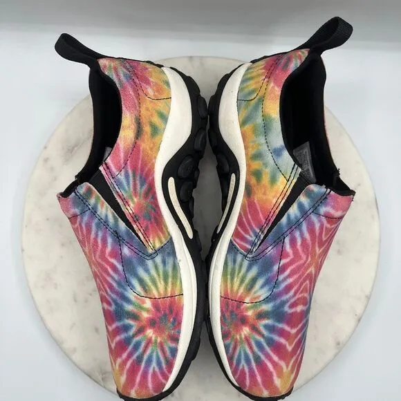 Merrell Jungle Moc‎ Tie Dye Slip On Comfort Shoes Rainbow Festival Casual Sz 7.5