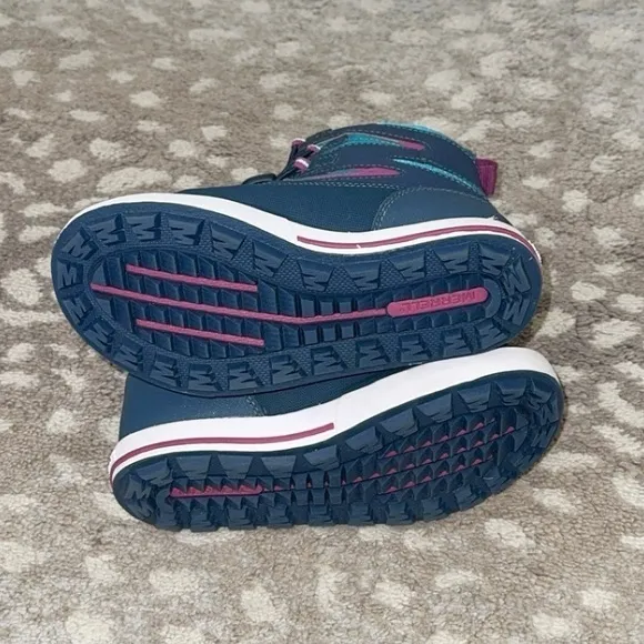 Merrell Kids Snow Bank 3.0 Waterproof Navy Blue‎ Teal Pink Winter Boots Size 12