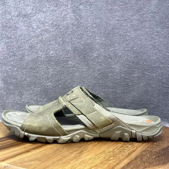 Merrell Men's Telluride Sandal Size 9 Thong Slide Flip Flop Olive Leather Comfy