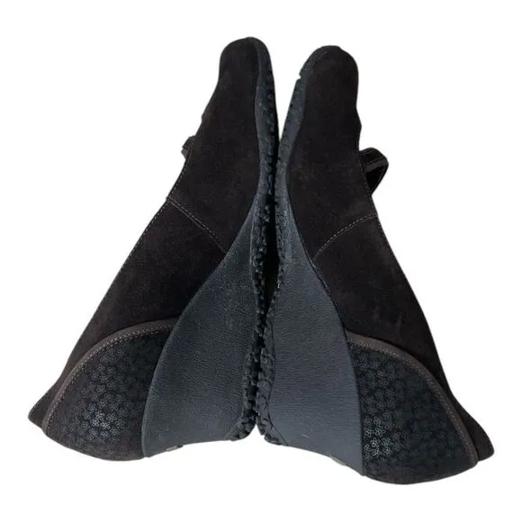 Merrell Petunia Women Mary Jane Wedge Brown Suede Slip On Vibram Shoes 9 Leather
