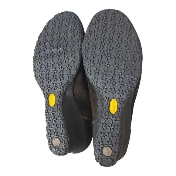 Merrell Petunia Women Mary Jane Wedge Brown Suede Slip On Vibram Shoes 9 Leather