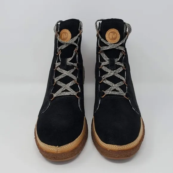 Merrell Tremblant Wedge Lace Pump Ankle Boots Booties Black Suede Size 9.5 New