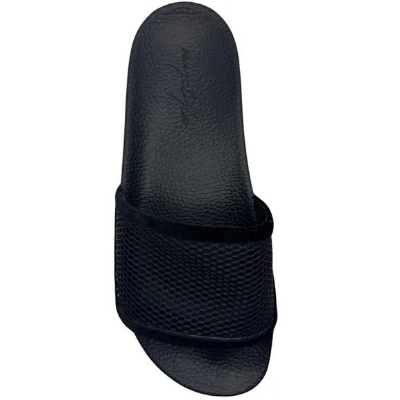 Mesh with Me Mens Mesh &amp; Embroidered Detail SLIDE SANDALS